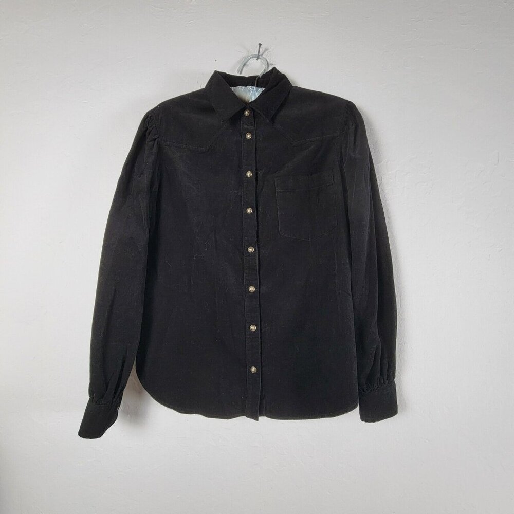 Xirena Women's Corduroy Long Sleeve Collared Casual Button Up Shirt Black XS